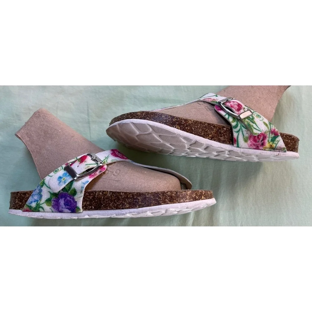 Giulia‎ Palai Girls Kids Sandals Size 1 Pretty! Floral And White